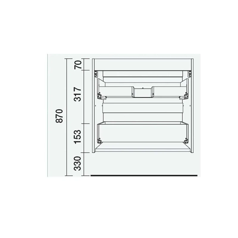 Mueble de baño FUSSION LINE 500 Fondo 40. 2 Cajones 497 x 540 x 385 mm