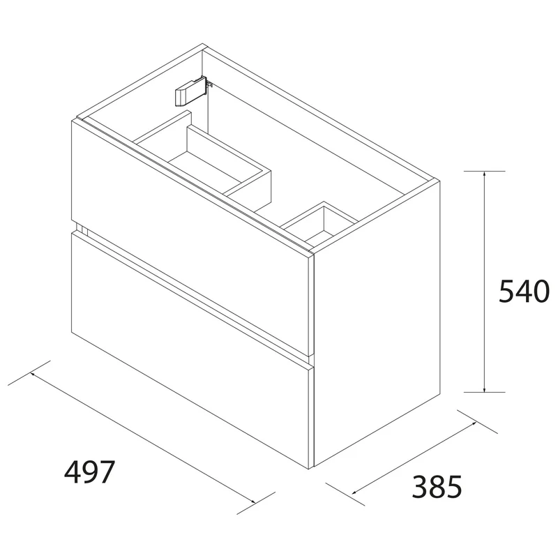 Mueble de baño FUSSION LINE 500 Fondo 40. 2 Cajones 497 x 540 x 385 mm