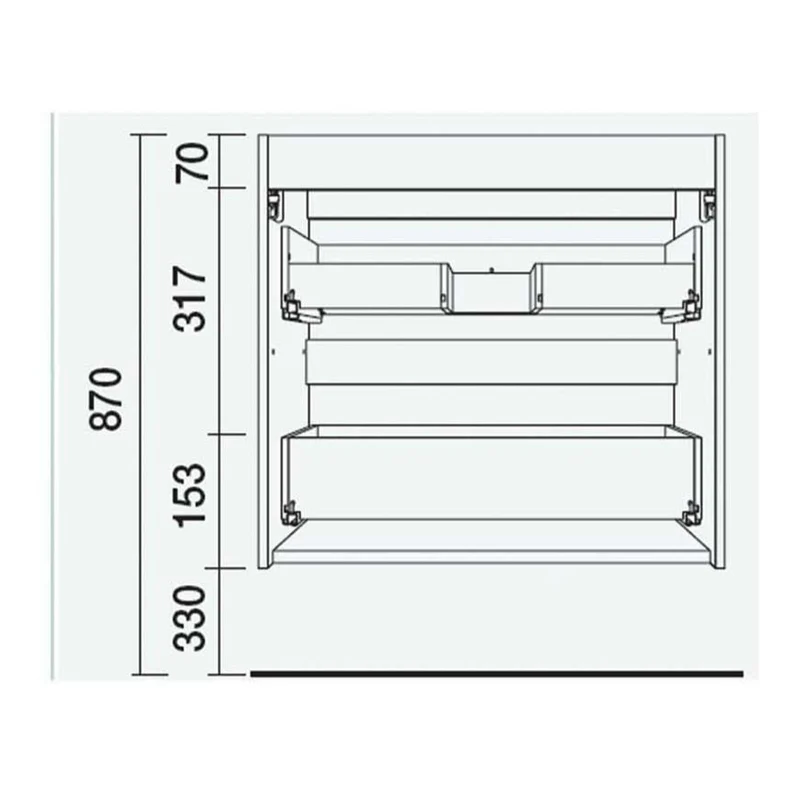 Mueble de baño FUSSION LINE 700 Fondo 40. 2 Cajones 697 x 540 x 385 mm