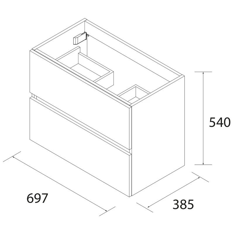 Mueble de baño FUSSION LINE 700 Fondo 40. 2 Cajones 697 x 540 x 385 mm