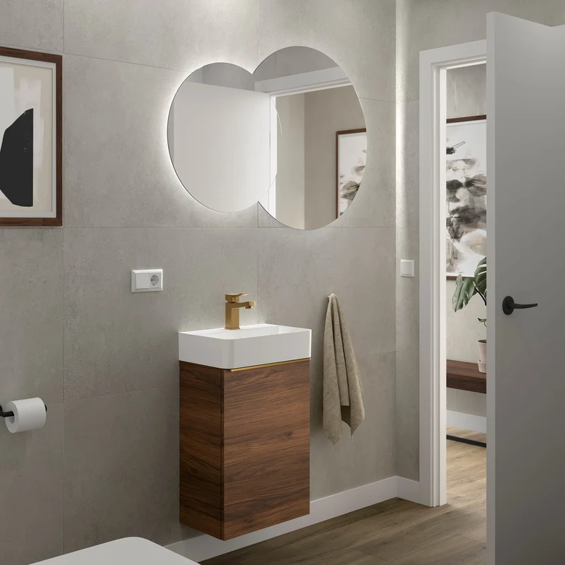 Mueble de baño para Espacio Reducido AIDA | 1 Puerta con Freno | 44 x 26.3 x 62 cm