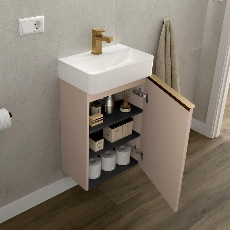 Mueble de baño para Espacio Reducido AIDA | 1 Puerta con Freno | 44 x 26.3 x 62 cm