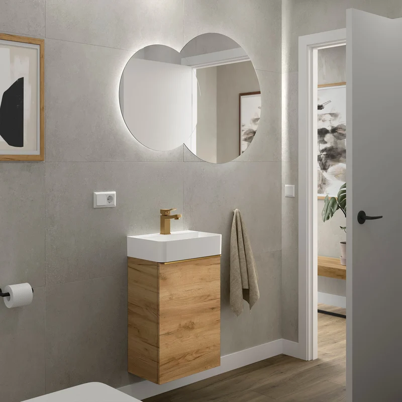 Mueble de baño para Espacio Reducido AIDA | 1 Puerta con Freno | 44 x 26.3 x 62 cm