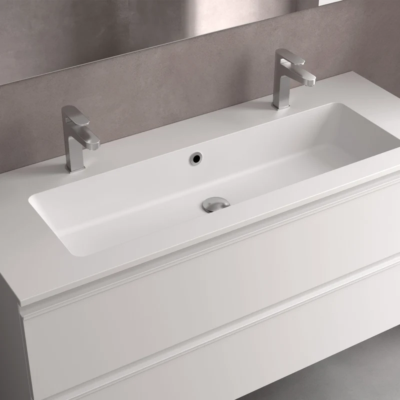 Lavabo Doble VILNA Mineral Solid de Salgar. De 120 a 160 cm