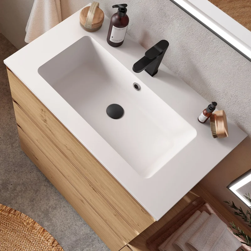 Lavabo VILNA MineralSolid de Salgar. Blanco Mate de 61 a 121 cm