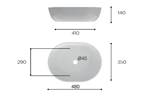 Lavabo Sobre Encimera Porcelana Cerámica MONACO de Art&Bath Ø 48 y 60 cm