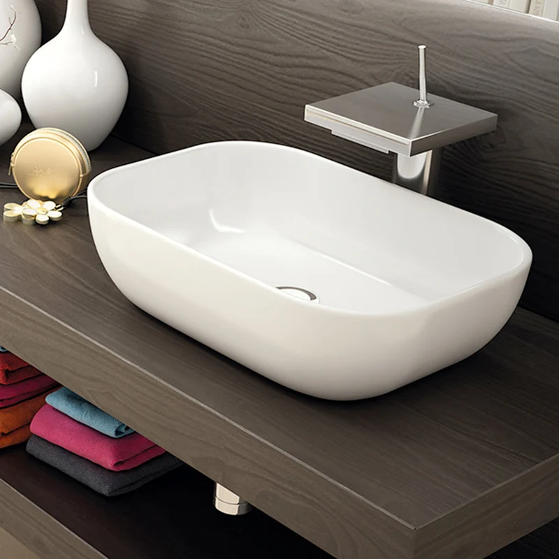 Lavabo Porcelana Cerámica Extrafina HORUS 45,5x32x13,5 Sobre Encimera