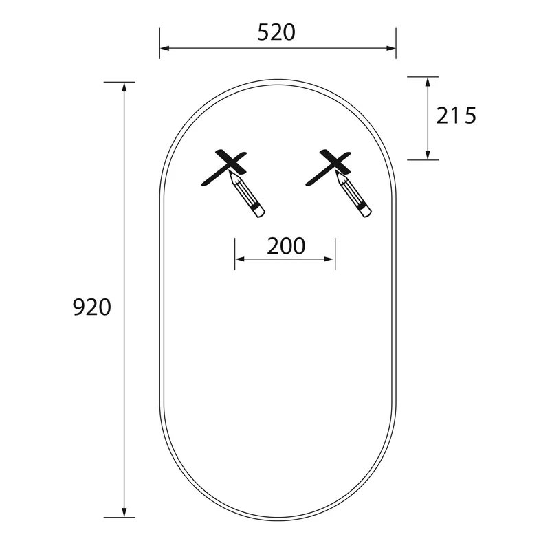 Espejo Ovalado OLIMPIA Vertical con Luz Led (17 W - 40000ºK.) IP44 920x520x30 mm