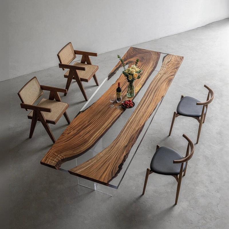 Luxury River Clear Epoxy Resin Table