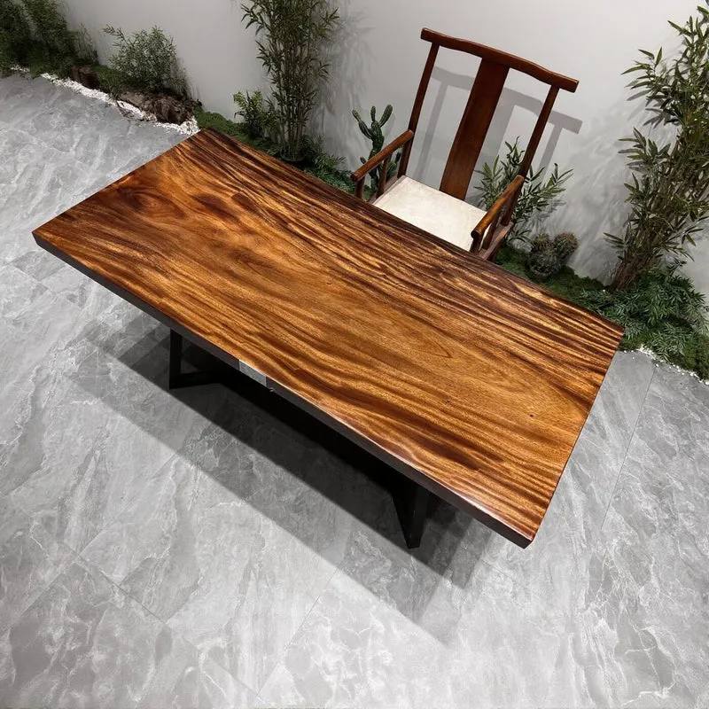 Ember Glow Brown Walnut Wood Table
