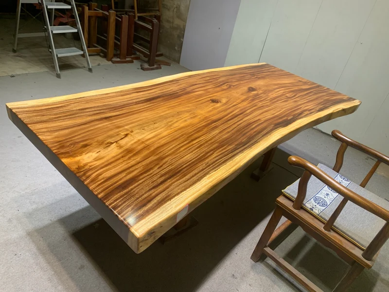 Glimmer Solid South American Walnut Wood Slab Table