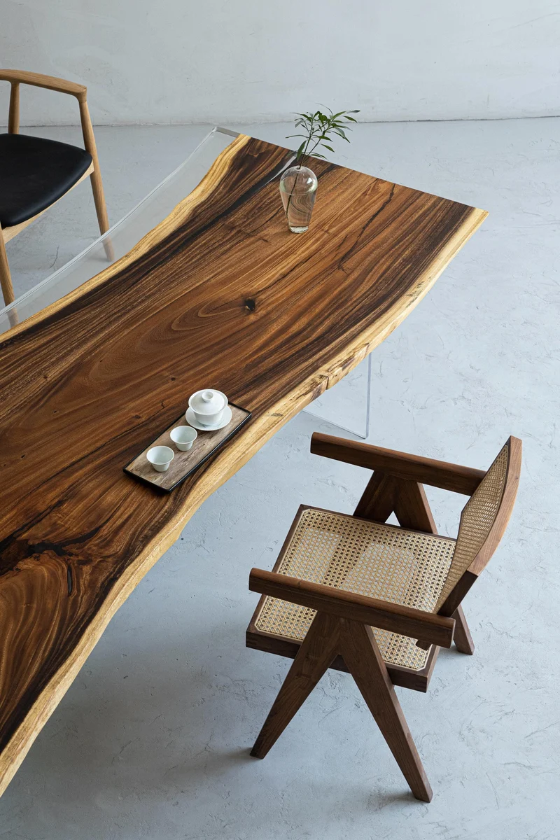 Live Edge Single Wood Slab Rectangle Epoxy Resin Table
