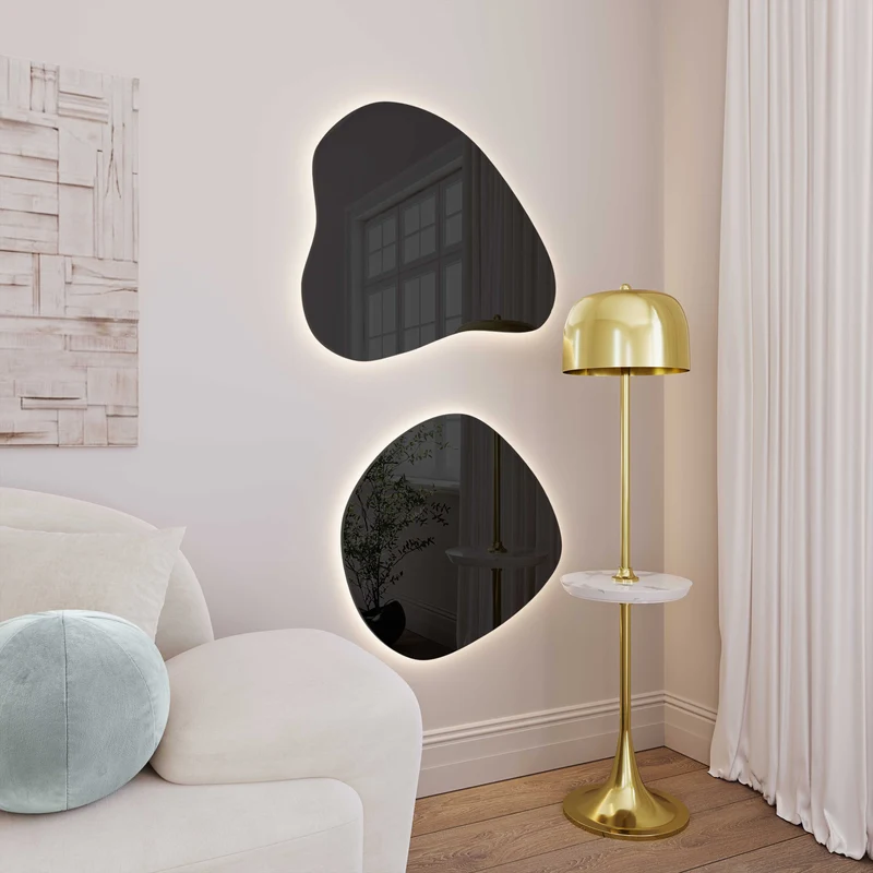 Espejo de pared LED entintado en forma de lágrima Mónica