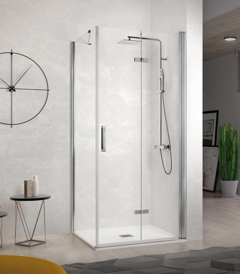 Mampara Angular Plegable Nardi NA307, Frente de Ducha Plegable + Lateral. Ideal Baños Pequeños.