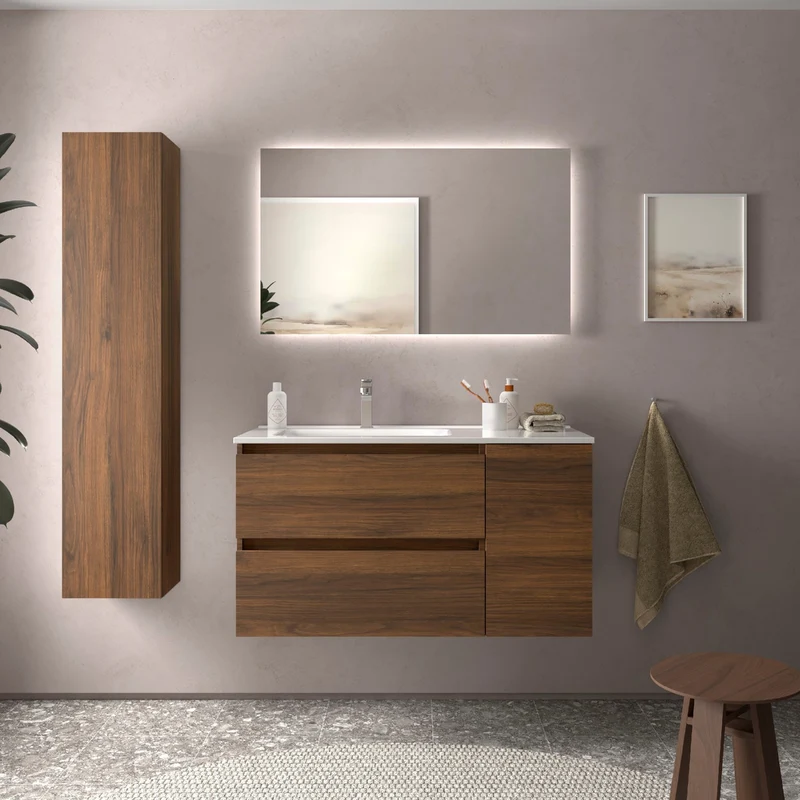 Mueble de Baño BEQUIA de Salgar | 2 Cajones y 1 Puerta + Lavabo Constanza Desplazado