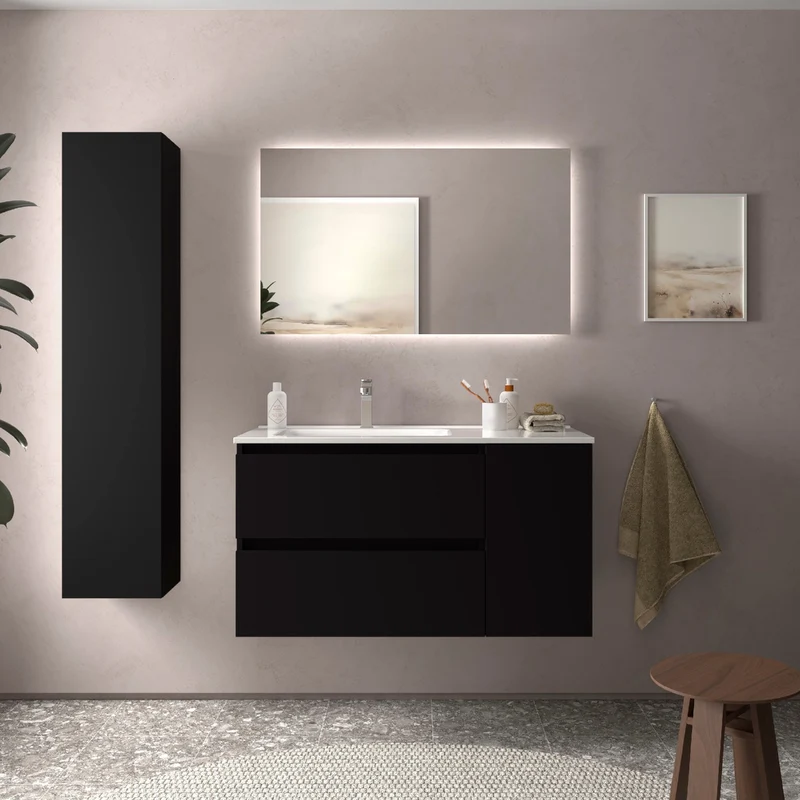 Mueble de Baño BEQUIA de Salgar | 2 Cajones y 1 Puerta + Lavabo Constanza Desplazado