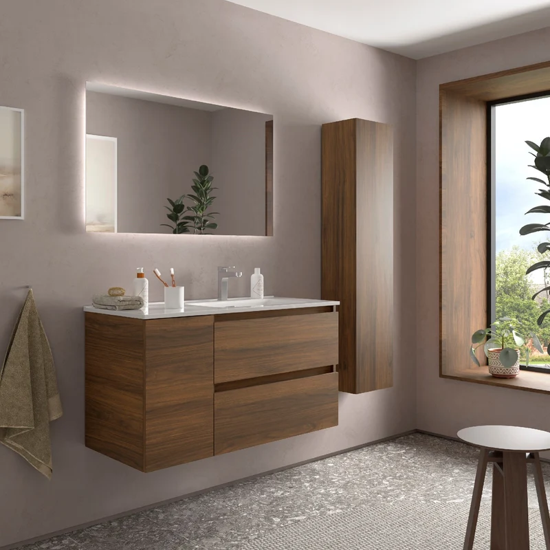 Mueble de Baño BEQUIA de Salgar | 2 Cajones y 1 Puerta + Lavabo Constanza Desplazado