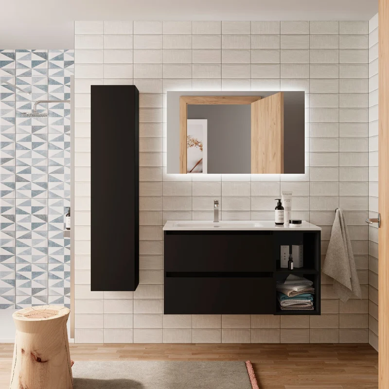Mueble de Baño BEQUIA de Salgar | 2 Cajones y 2 Huecos + Lavabo Constanza | 90 y 100 cm
