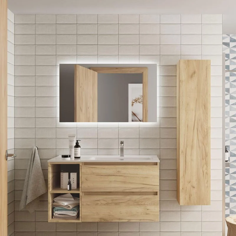 Mueble de Baño BEQUIA de Salgar | 2 Cajones y 2 Huecos + Lavabo Constanza | 90 y 100 cm