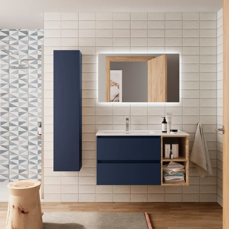 Mueble de Baño BEQUIA de Salgar | 2 Cajones y 2 Huecos + Lavabo Constanza | 90 y 100 cm