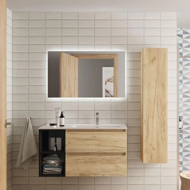 Mueble de Baño BEQUIA de Salgar | 2 Cajones y 2 Huecos + Lavabo Constanza | 90 y 100 cm