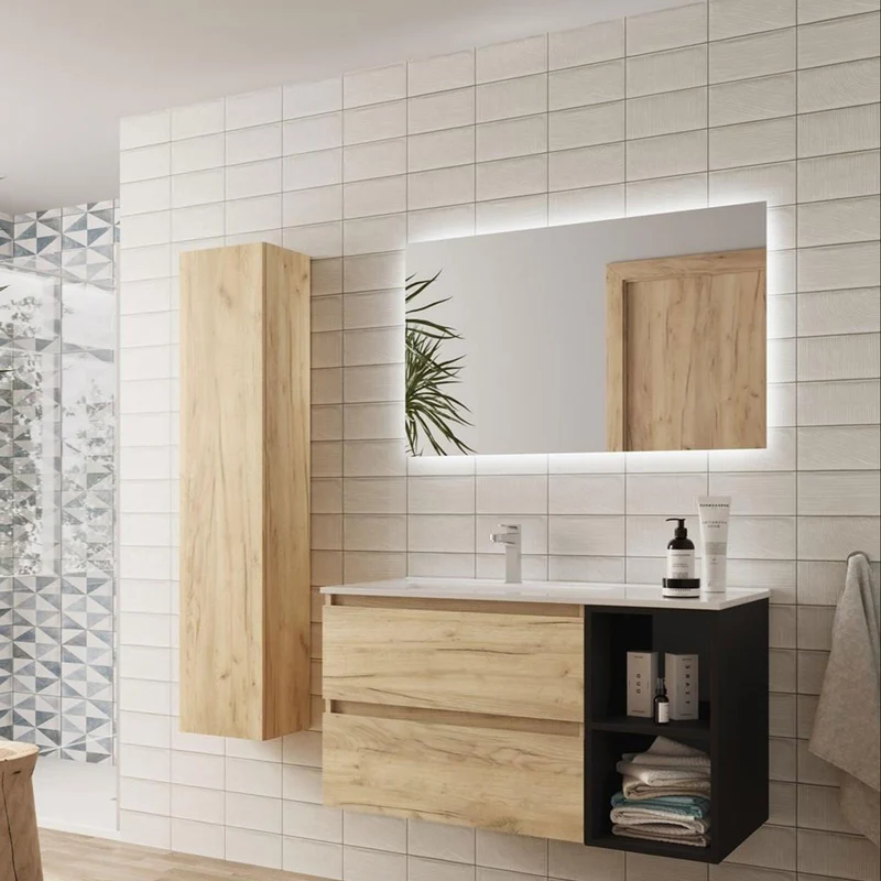 Mueble de Baño BEQUIA de Salgar | 2 Cajones y 2 Huecos + Lavabo Constanza | 90 y 100 cm