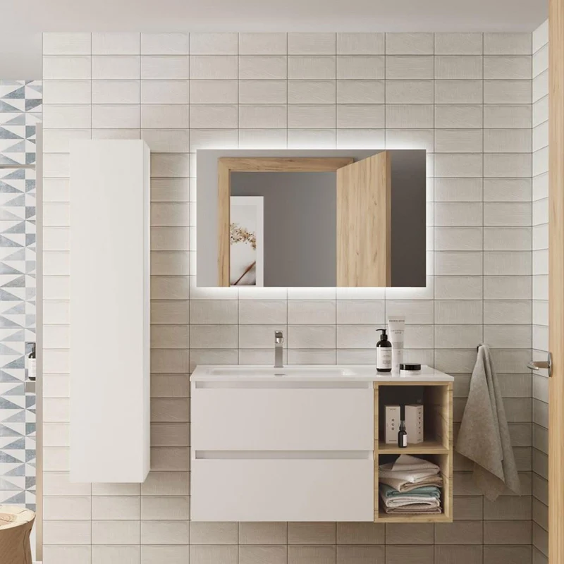 Mueble de Baño BEQUIA de Salgar | 2 Cajones y 2 Huecos + Lavabo Constanza | 90 y 100 cm