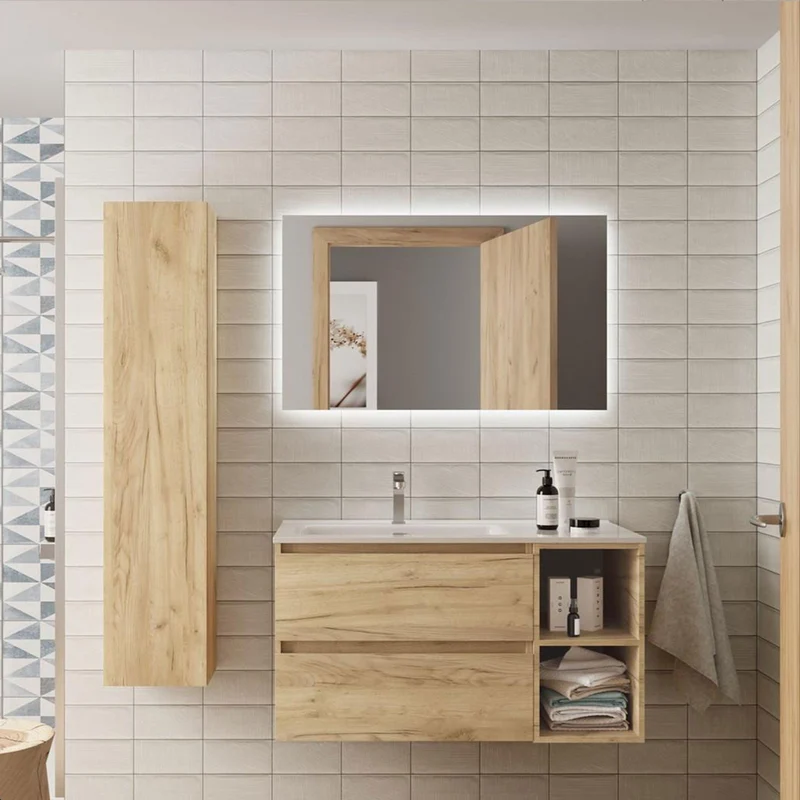 Mueble de Baño BEQUIA de Salgar | 2 Cajones y 2 Huecos + Lavabo Constanza | 90 y 100 cm