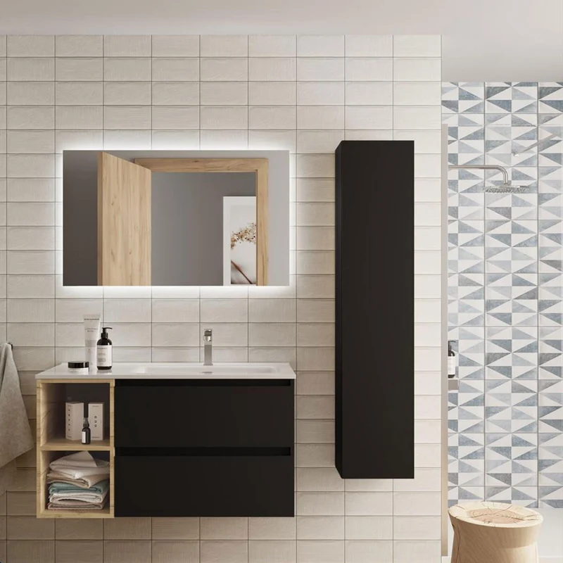 Mueble de Baño BEQUIA de Salgar | 2 Cajones y 2 Huecos + Lavabo Constanza | 90 y 100 cm