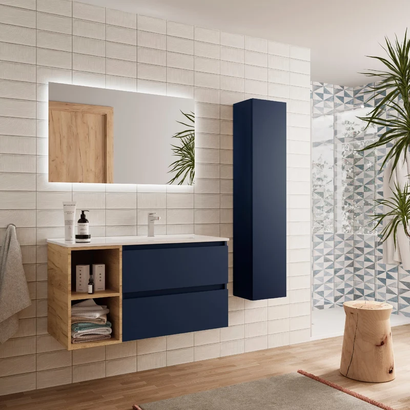 Mueble de Baño BEQUIA de Salgar | 2 Cajones y 2 Huecos + Lavabo Constanza | 90 y 100 cm