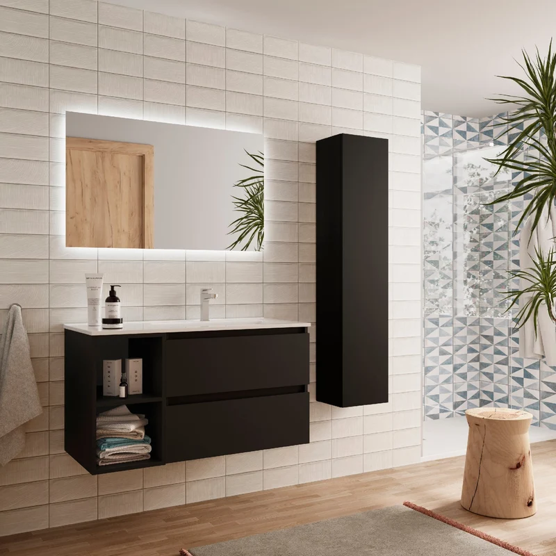 Mueble de Baño BEQUIA de Salgar | 2 Cajones y 2 Huecos + Lavabo Constanza | 90 y 100 cm