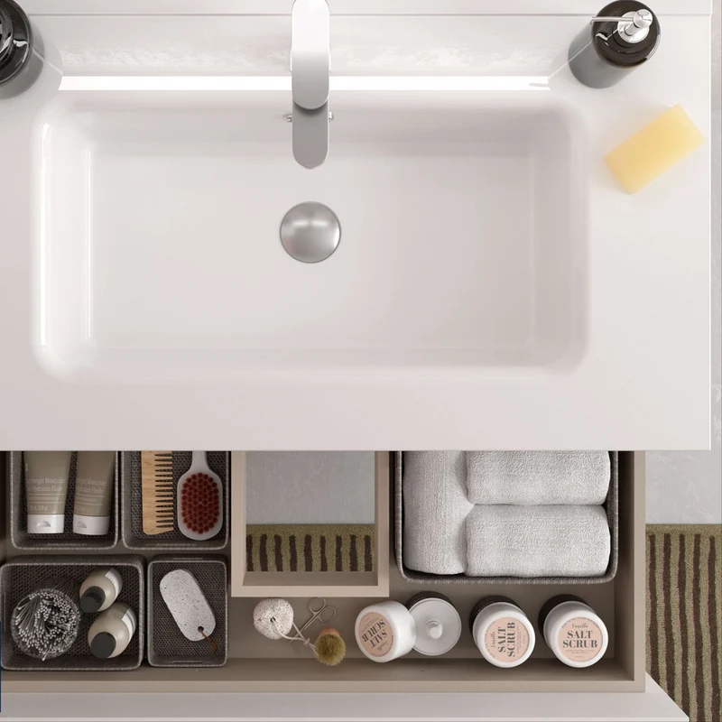 Mueble de Baño BEQUIA de Salgar | 2 Cajones y 2 Huecos + Lavabo Constanza | 90 y 100 cm