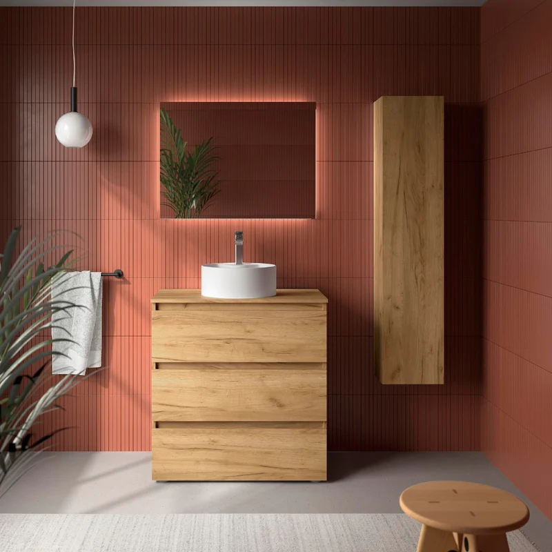 Mueble de Baño de 3 Cajones BEQUIA de Salgar con Lavabo Sobre Encimera Lisboa