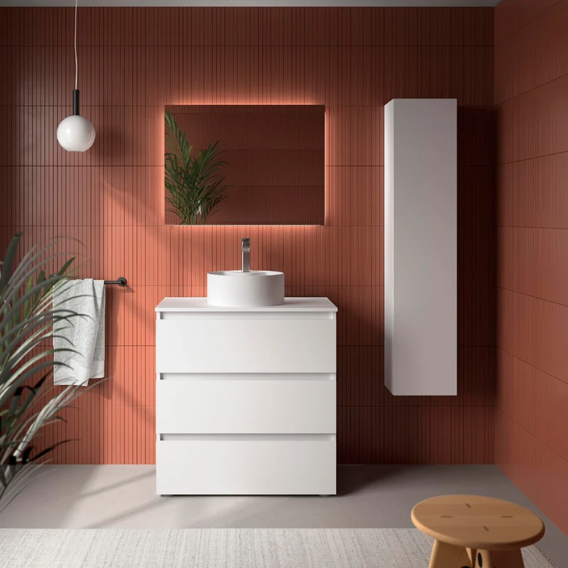 Mueble de Baño de 3 Cajones BEQUIA de Salgar con Lavabo Sobre Encimera Lisboa