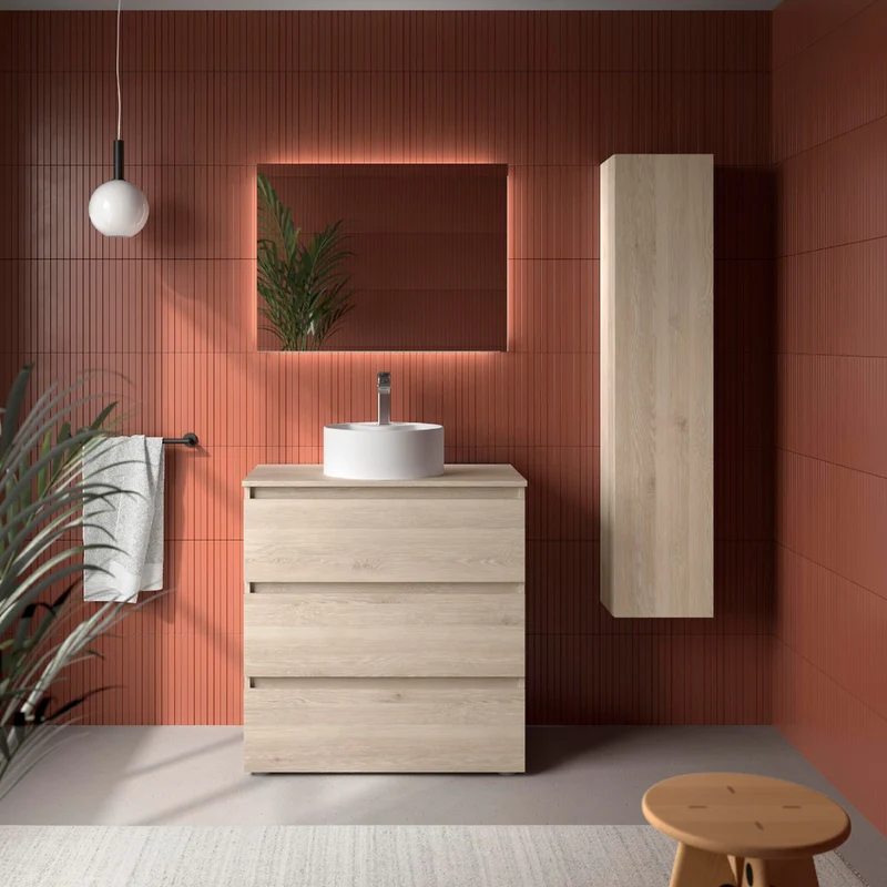 Mueble de Baño de 3 Cajones BEQUIA de Salgar con Lavabo Sobre Encimera Lisboa