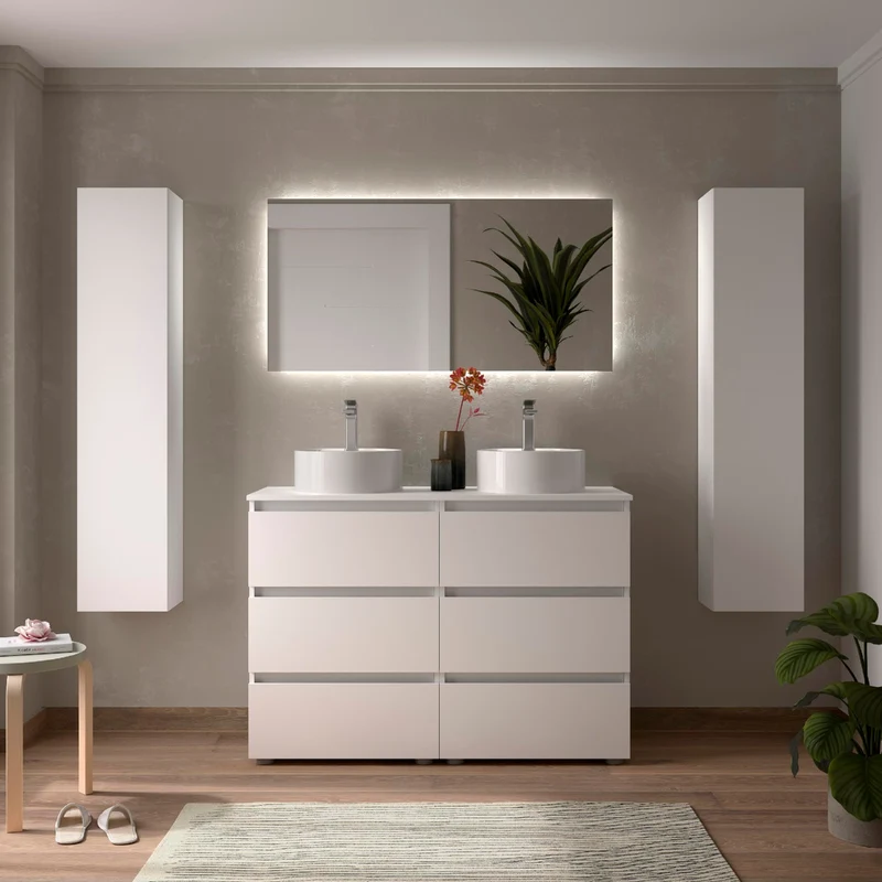 Mueble de Baño de 3 Cajones BEQUIA de Salgar con Lavabo Sobre Encimera Lisboa