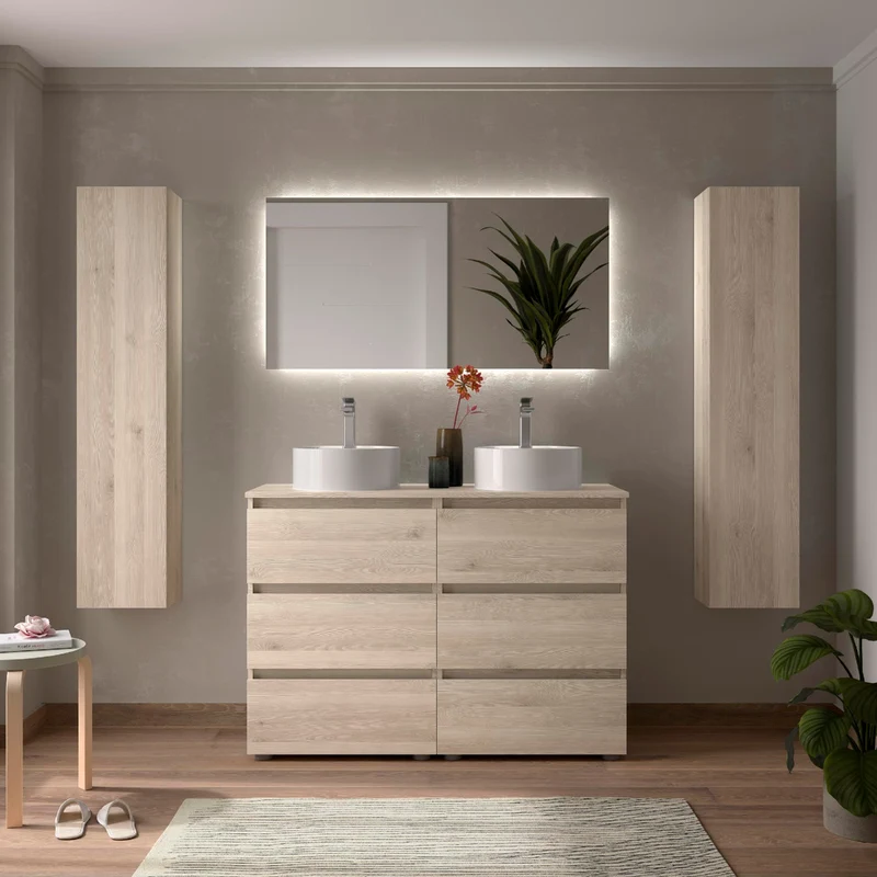 Mueble de Baño de 3 Cajones BEQUIA de Salgar con Lavabo Sobre Encimera Lisboa