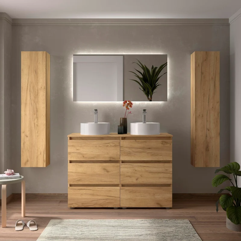 Mueble de Baño de 3 Cajones BEQUIA de Salgar con Lavabo Sobre Encimera Lisboa