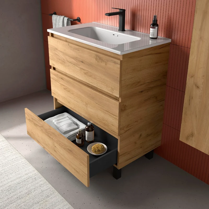 Mueble de Baño 3 Cajones BEQUIA de Salgar con Lavabo Centrado | de 60 a 120 cm