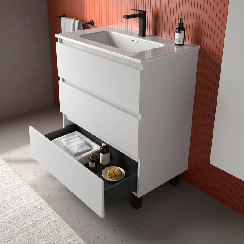 Mueble de Baño 3 Cajones BEQUIA de Salgar con Lavabo Centrado | de 60 a 120 cm