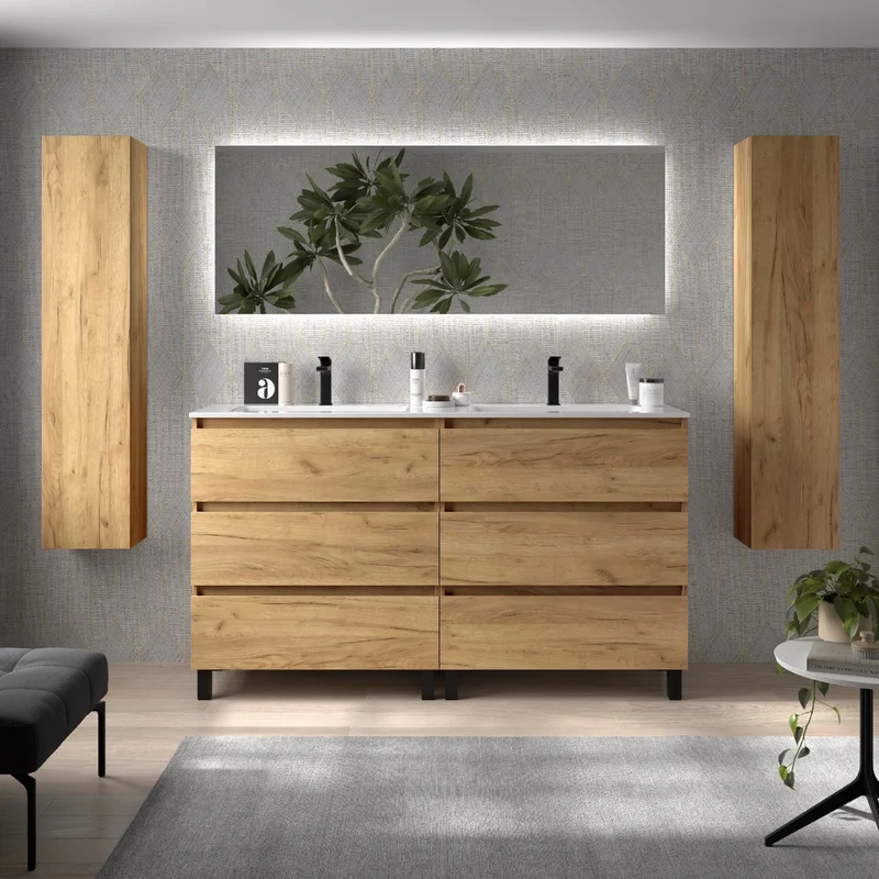 Mueble de Baño 3 Cajones BEQUIA de Salgar con Lavabo Centrado | de 60 a 120 cm