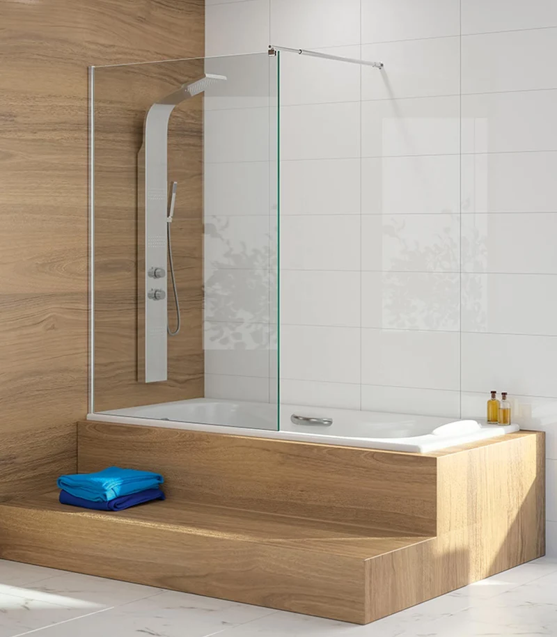 Mampara para Bañera 300 TR153 | Vidrio Templado 6mm + Antical | Incluye Barra de Seguridad | Panel Fijo 85 cm