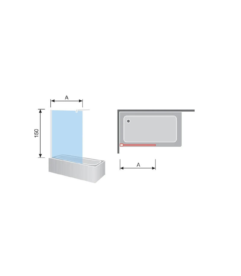 Mampara para Bañera 300 TR153 | Vidrio Templado 6mm + Antical | Incluye Barra de Seguridad | Panel Fijo 85 cm