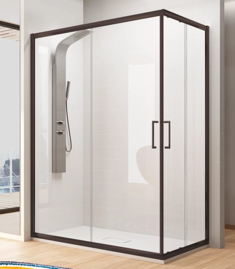 Mampara Angular Corredera BELLA BL607 + BL607, Apertura Esquina con Rodamientos Dobles y Regulables
