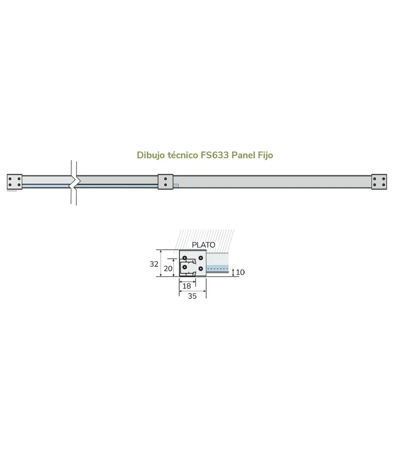 Panel Fijo de Ducha FRESH SALOMON FS633, Barra de Pared a Pared en Acero Inox