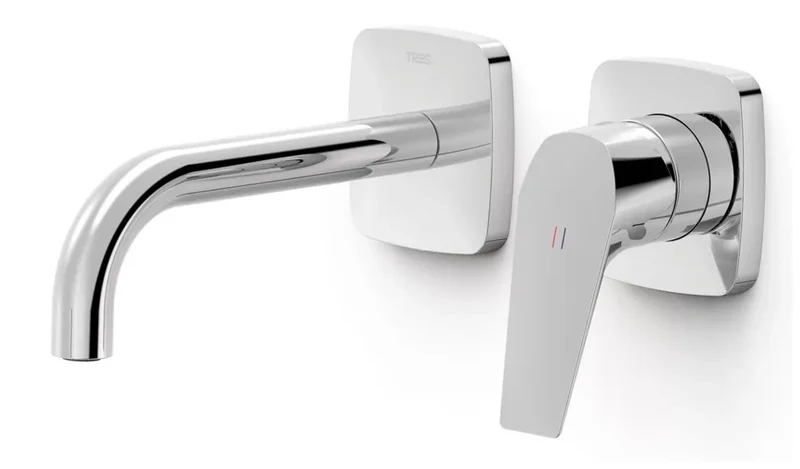 Grifo monomando empotrado para lavabo con acabado cromado Canigó Tres