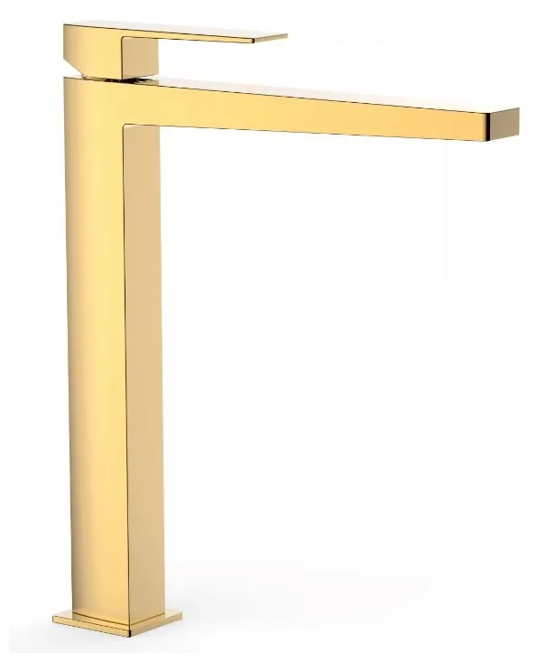 Grifo monomando para lavabo con caño plano en latón acabado oro XXL SLIM TRES