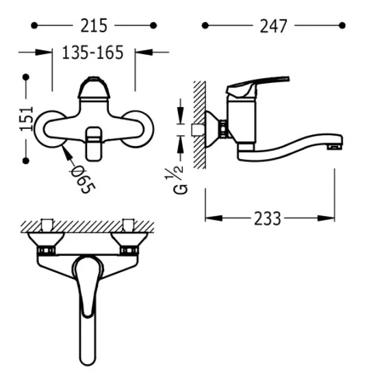 Grifería monomando para fregadero fabricada en latón con acabado cromado Basic TRES