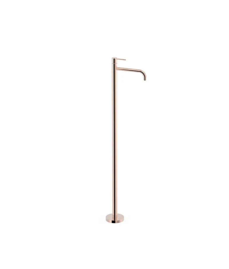 Grifo de pie monomando para lavabo con maneta de latón acabado oro rosa STUDY EXCLUSIVE TRES