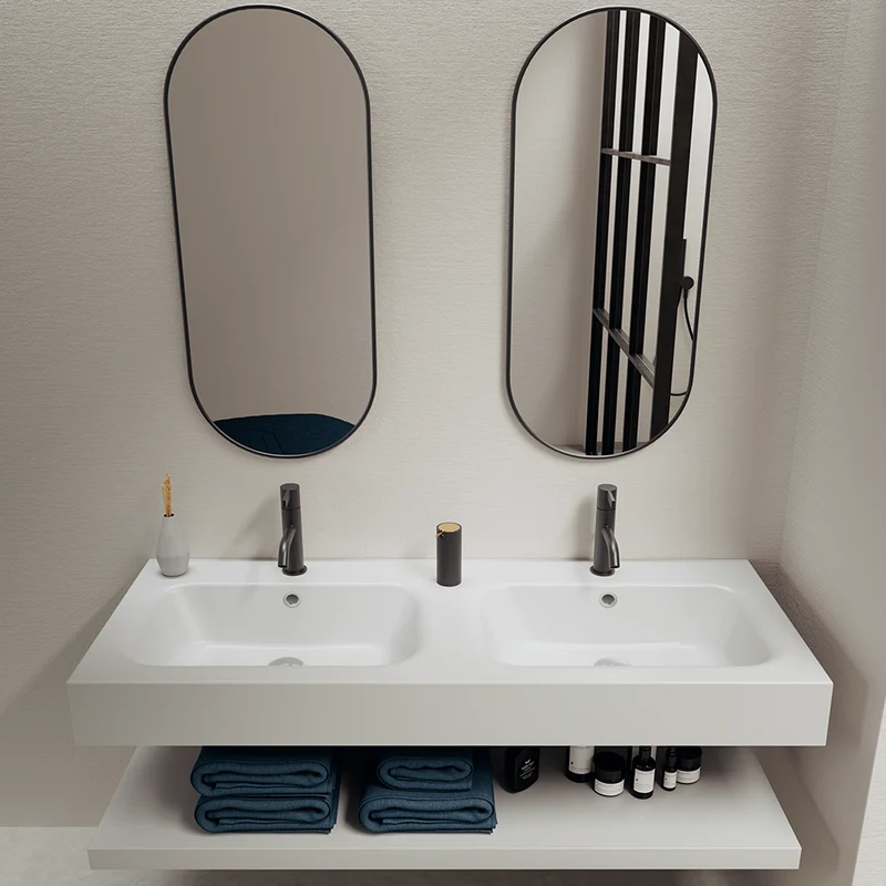 Lavabo Centrado HEBE de Doble Seno | OhMyShower (121x46 cm)
